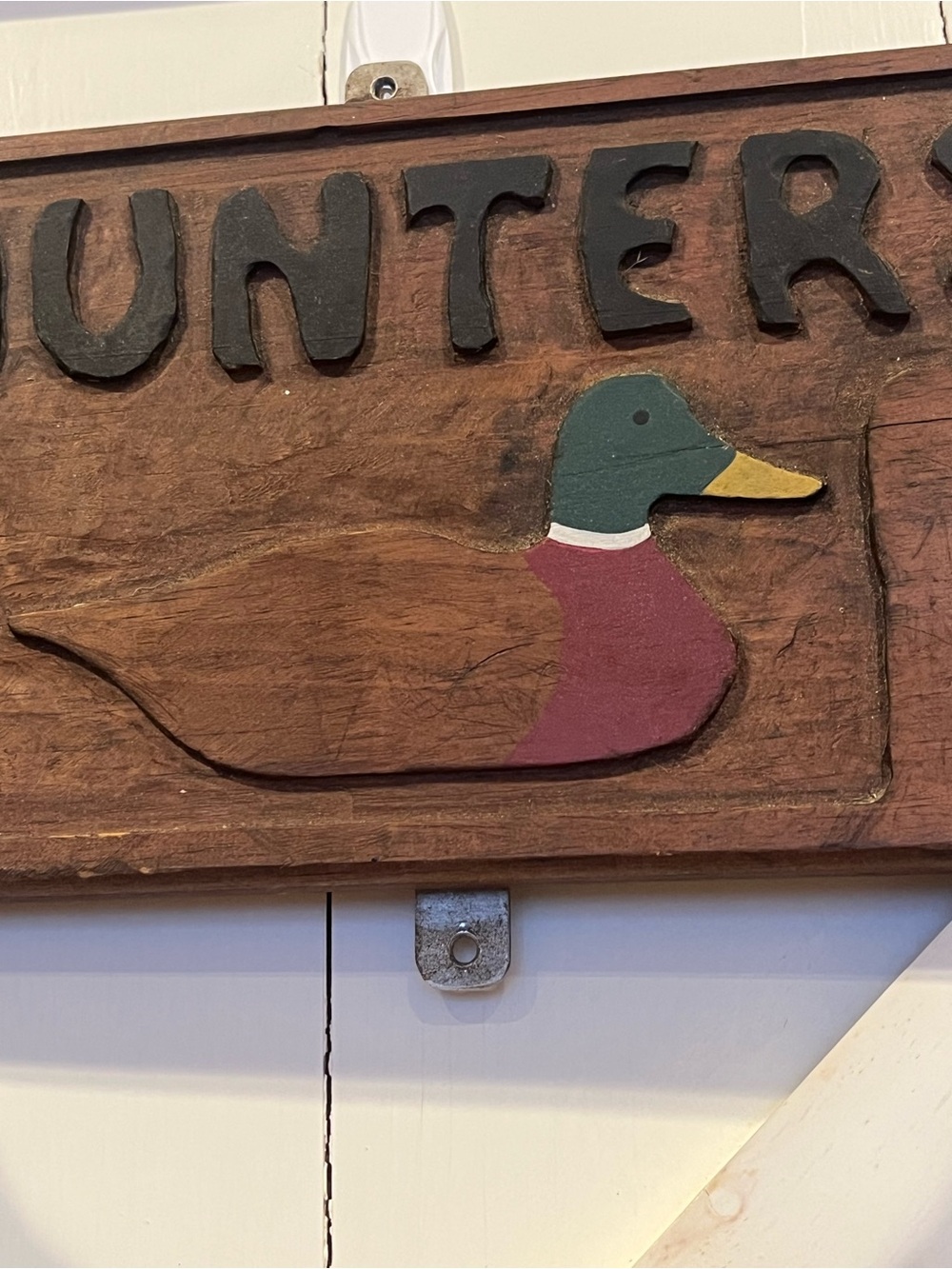 Rustic VTG Mallard Duck Wall Coats Hat Hanger Plaque Handcarved
